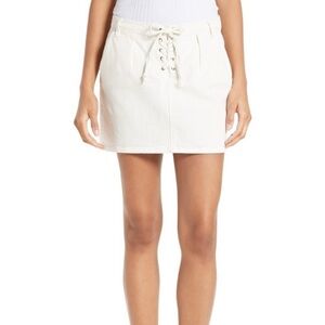 Frame denim lace up Mini Skirt‎ parchment off white size 27